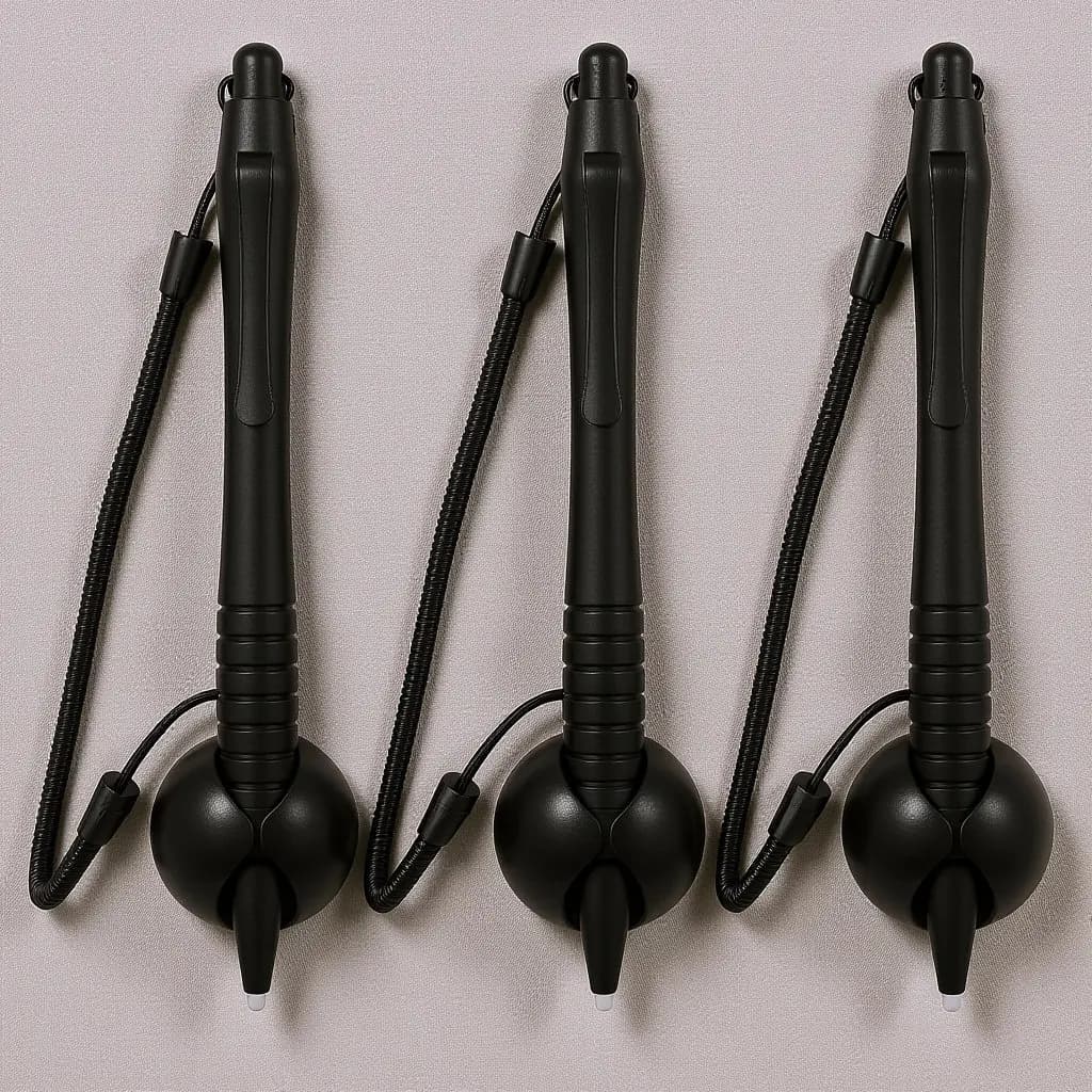 Penna stilo resistiva per schermo da 3 pezzi, punta rigida ad alta precisione, base con corda a molla, antifurto, per scrivere e disegnare su tablet