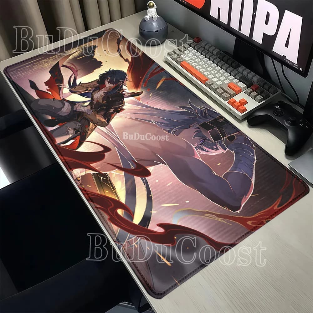 Tappetino per mouse XXL Blade Mortenax Gaming Honkai Star Rail HSR per PC, tappetino per tastiera e mouse per eSports, tappetino da scrivania con stampa HD per ufficio
