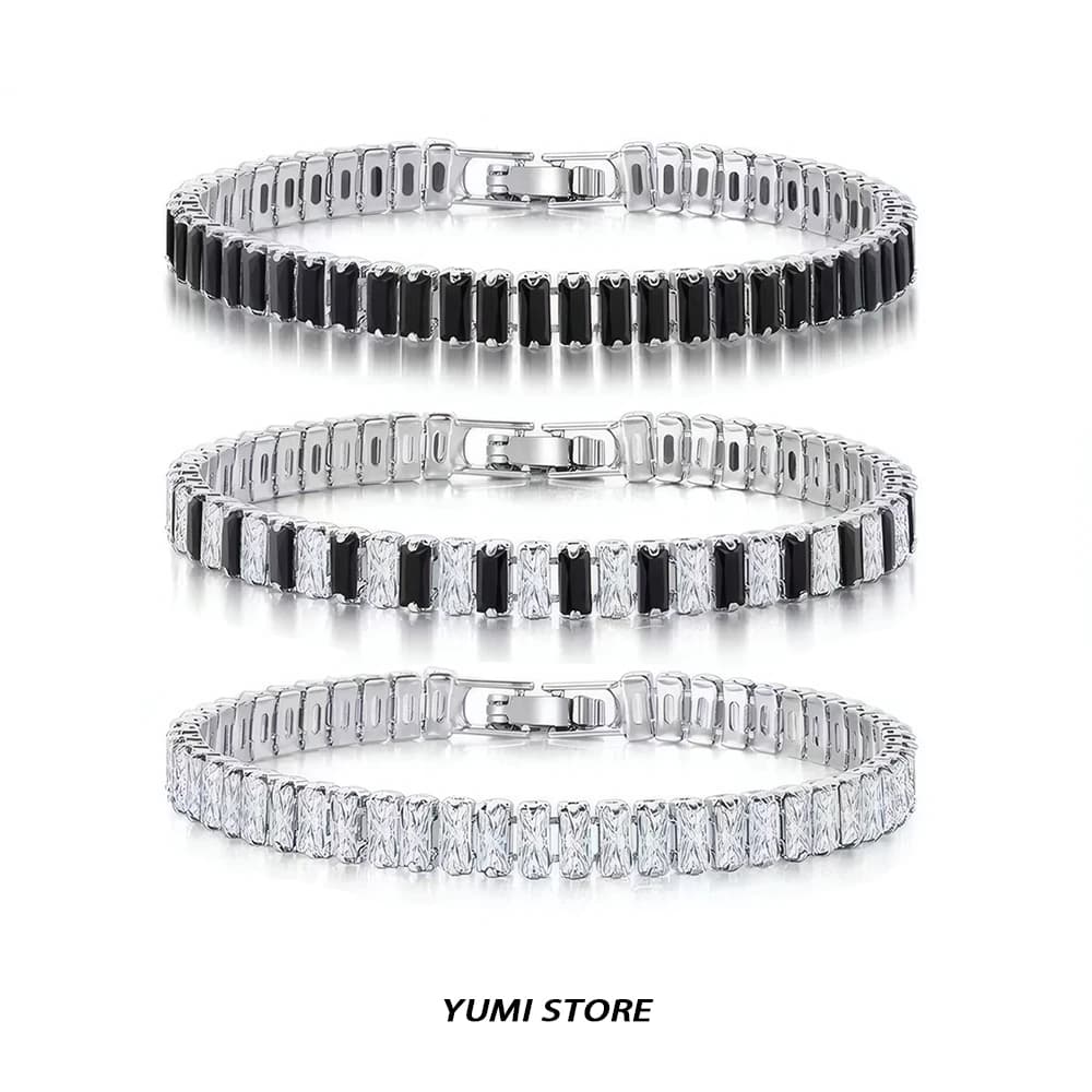 Bracciale Hip Hop di Lusso con Zirconi per Uomo e Donna, in Acciaio al Titanio Inossidabile, Stile Punk, Gioiello per Coppie, Regalo per San Valentino