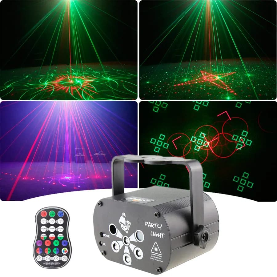 3IN1 6 lenti DJ RGB Party UV LED Luce da discoteca Proiettore laser R&G 60 modelli Home Dance Natale Compleanno Lampada ad effetto scenico R8