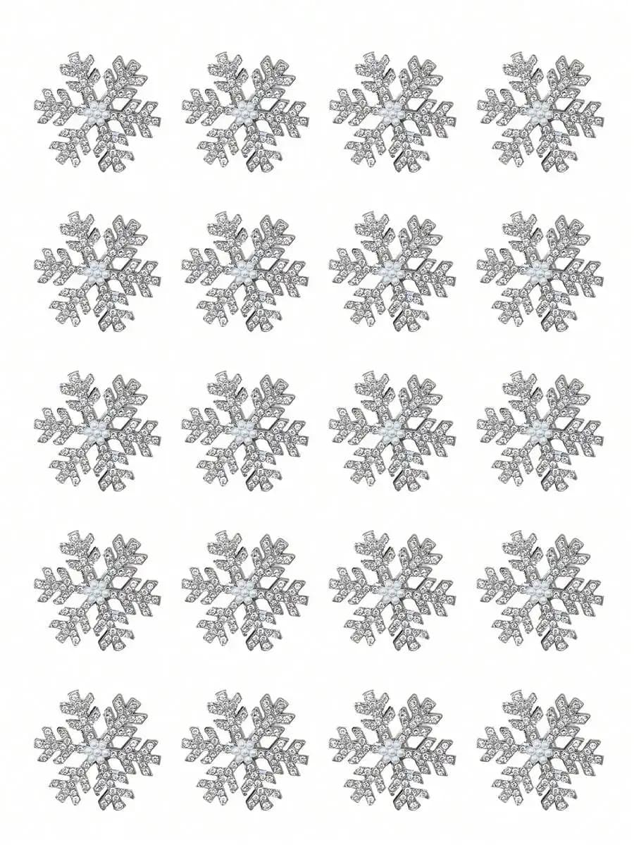 Women Silver Snowflake Faux Pearl Hair Clips Rhinestone Claw Bangs Clips Elegant Daily Wear Winter Accessory New Year Party Head