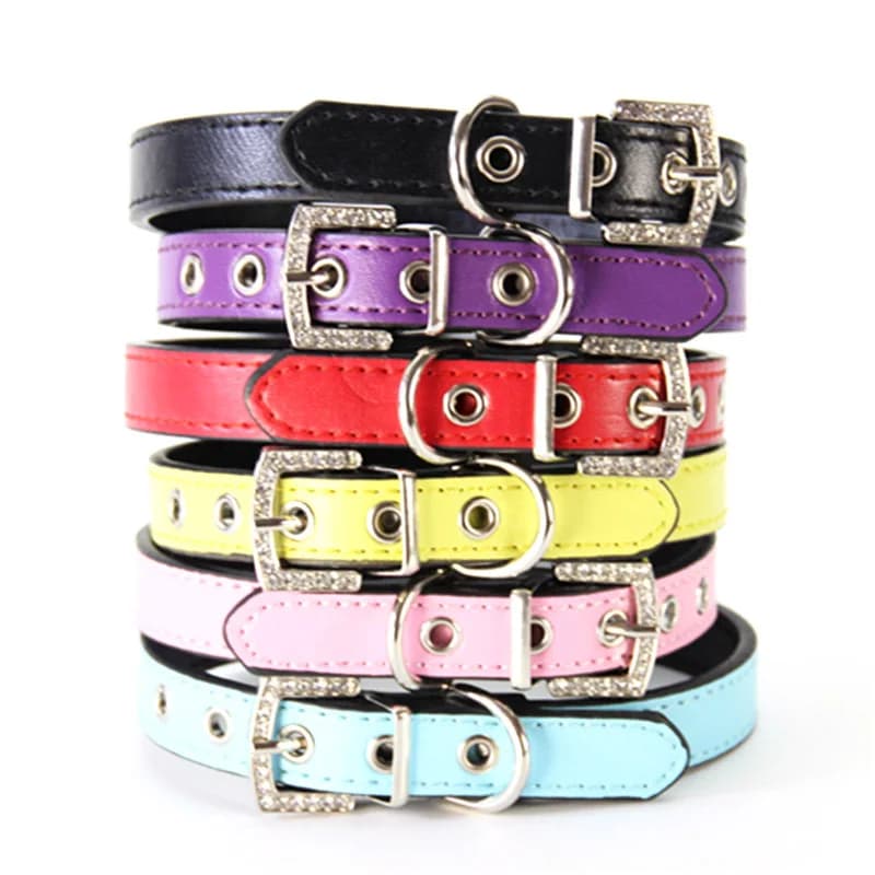 Bordo nero Vapor Eye Decoration collare per animali domestici fibbia diamantata collare per cani in pelle collo regolabile accessori per cani