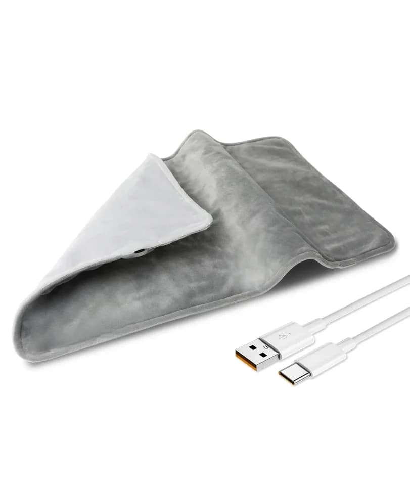 USB 5V Electric Heating Pad for Cramps & Back Pain Relief,Heat Pad with 59 INCH Cable,Mini Heated Blanket,19.6*11.8 INCH,Grey