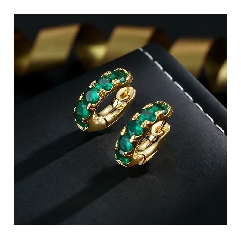 Green Mirage French Light Luxury Temperament Retro Classic Versatile Two-Color Small Green Ring Earrings Earrings