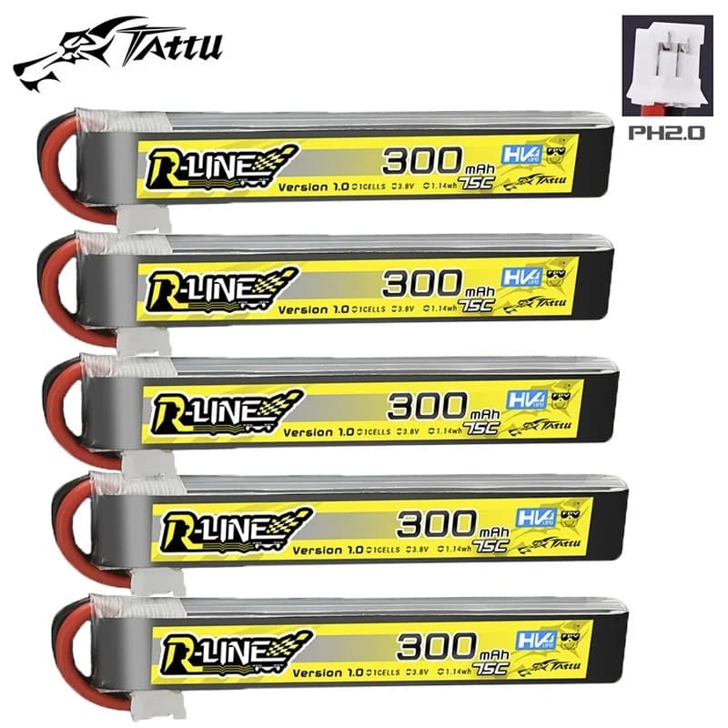 Batteria TATTU 300mAh 75C 3.8V Lipo per elicottero RC Quadcopter FPV Racing Drone parti 1S batteria ricaricabile + caricabatterie