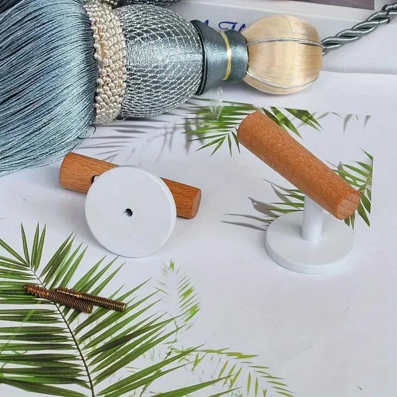 Wooden wall hook for curtains, clothes racks for living room and bedroom, fixed auxiliary hooks for wall