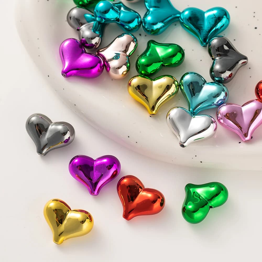 10 pezzi di perline distanziatrici allentate a forma di cuore acrilico colorato per braccialetti fai da te collane catena del telefono decorazioni artigianato creazione di gioielli accessori