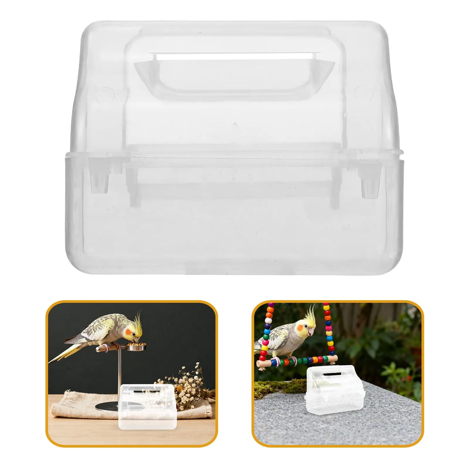 Set di 4 Mangiatoie Trasparenti per Pappagalli, Dispenser Senza Disordine per Gabbie di Uccelli, Contenitore per Cibo e Acqua, Accessori per Gabbie