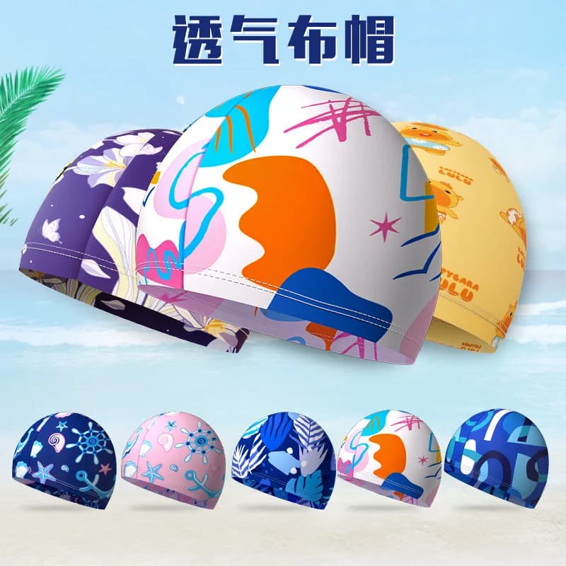 Cuffia da nuoto in tessuto poliestere ed elastan, cuffia da nuoto per adulti, uomini e donne, studenti e bambini più grandi, elevato comfort elastico.