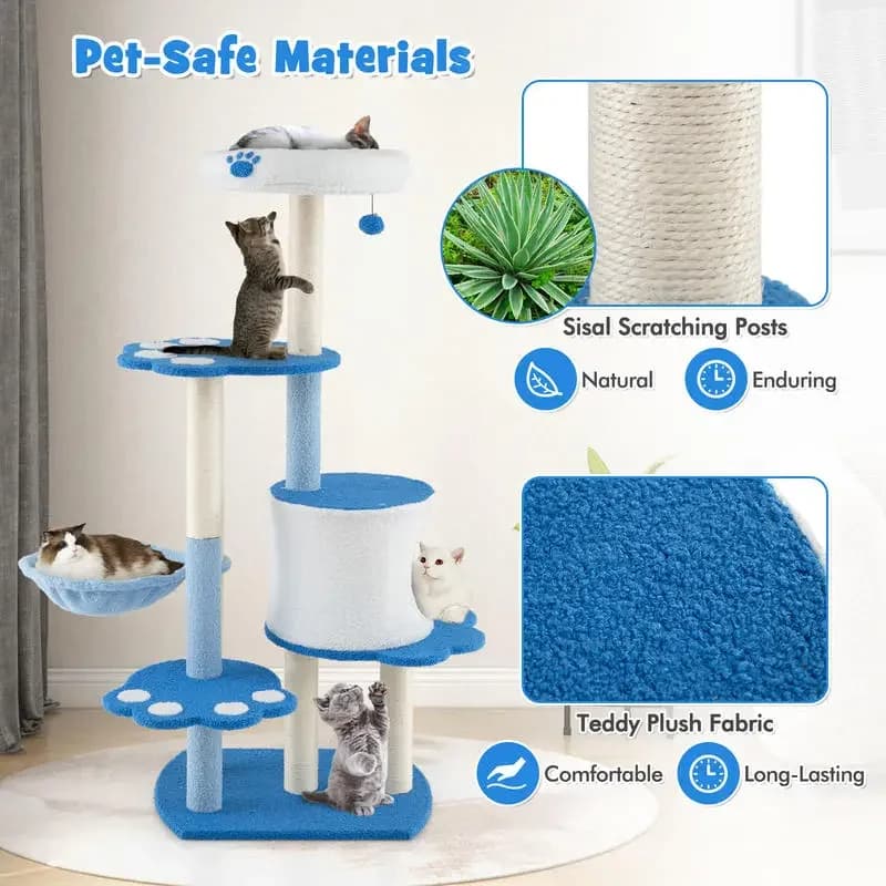 Albero per Gatti Moderno Alto 54 Pollici per Gatti da Interno - Blu