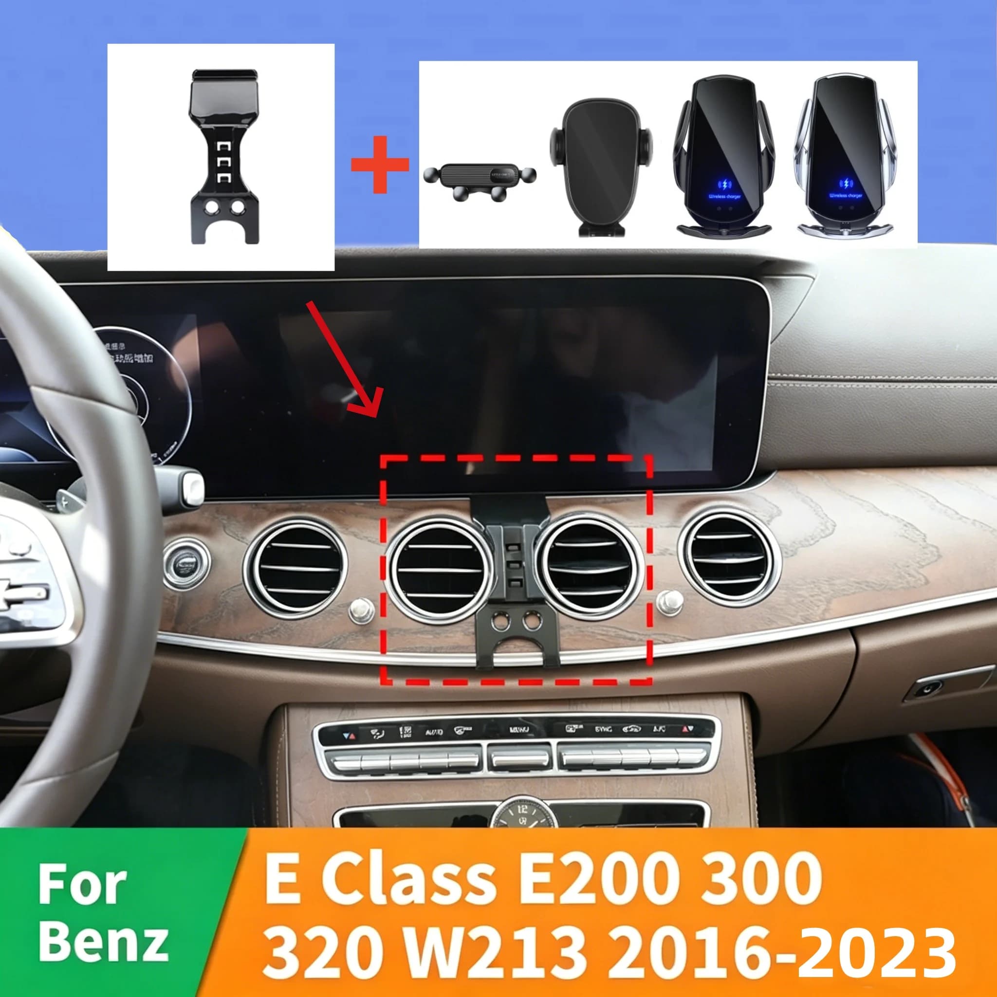 Supporto per telefono da auto con base a scatto per Mercedes Benz Classe E E200 300 320 W213 2016-2023, supporto universale per automobili