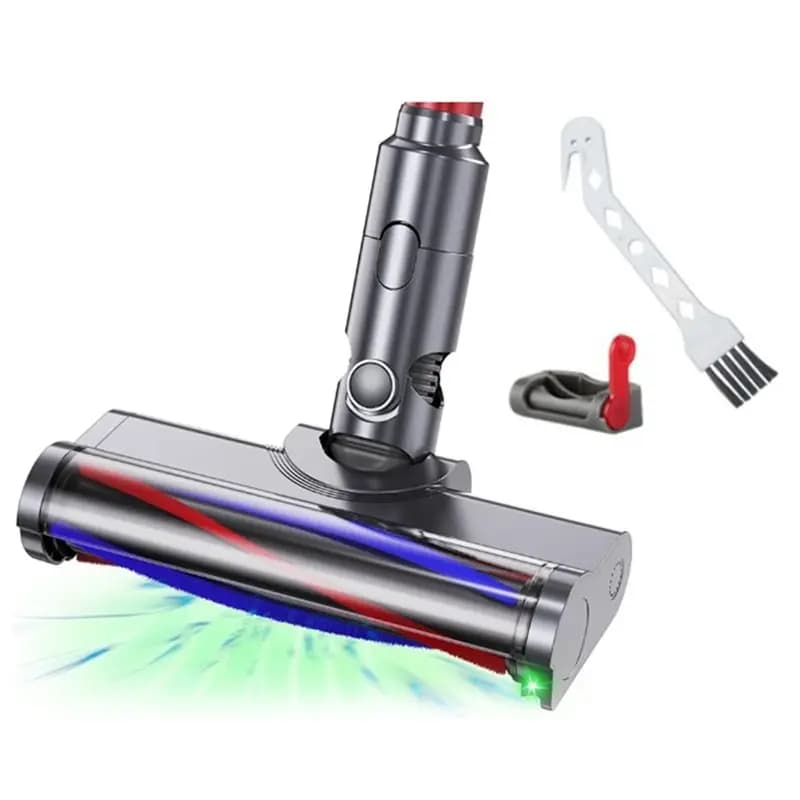 VOFUN-For Dyson V7 V8 V10 V11 V15 Vaccum Cleaner Soft Lint Roller Brush Cleaner Head With Green LED Headlights Attachment