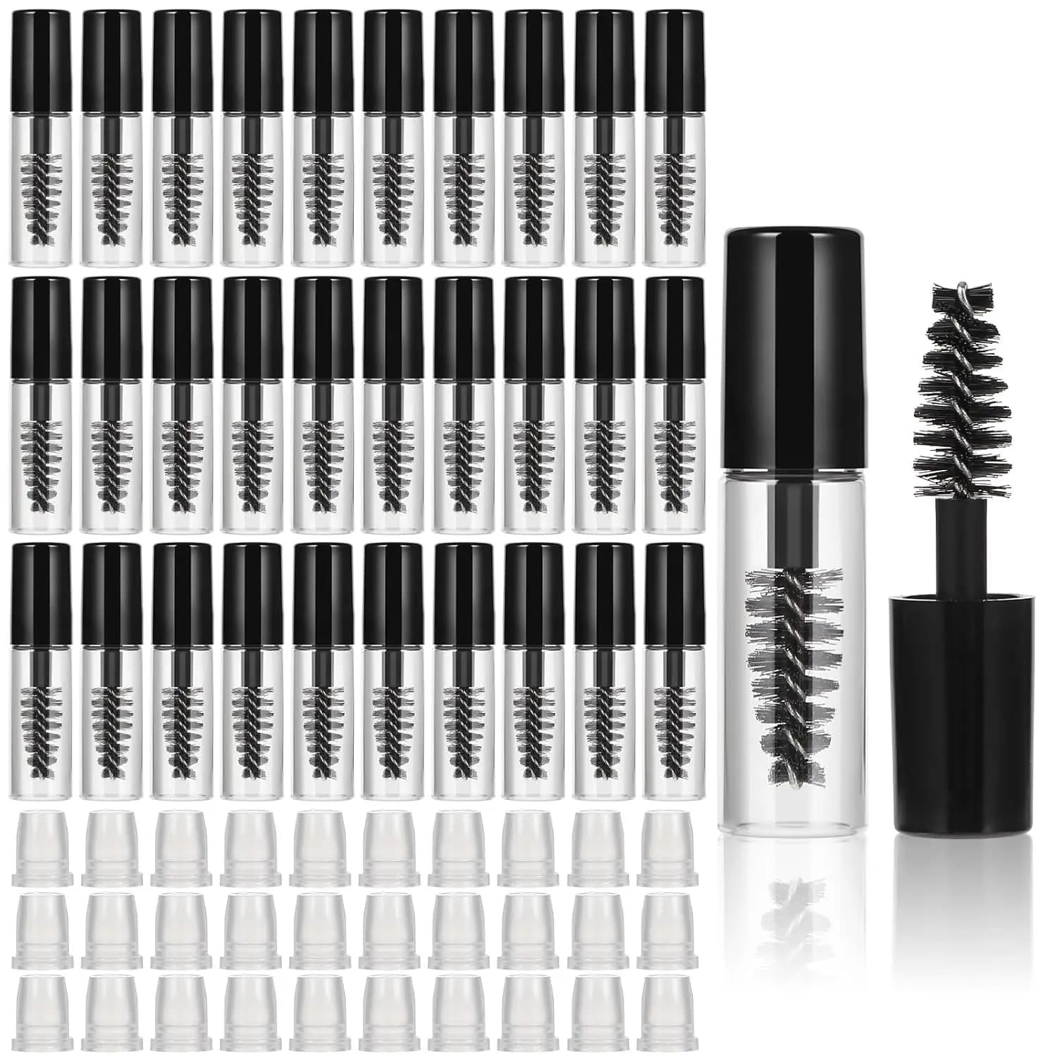 New Vacuum Tube for Mascara with Applicator, Mini 1.2ml bottles with Brush and Rubber Inserts, Travel Container