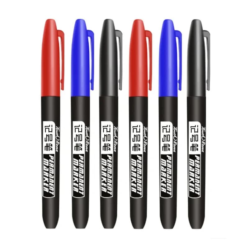 1/2/3pcs Permanent Marker Pen Waterproof Ink Fine Point Black Blue Red Oil Ink 1.5mm Round Toe Fine Color Marker Pens