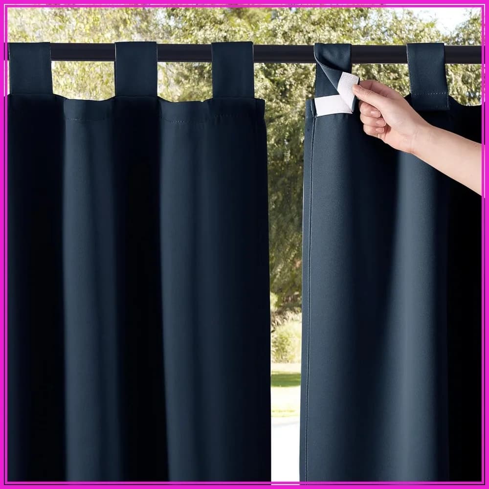2 Pannelli di Tende da Esterno Impermeabili 213 cm L x 274 cm L, Oscuranti Termoisolanti per Patio, Portico, Gazebo, Blu Navy