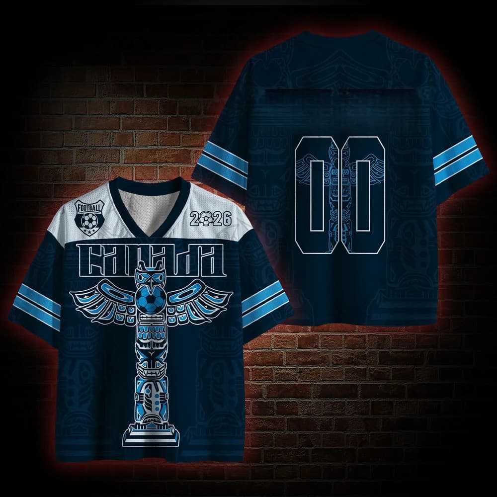 Black Series Mesh Football Jerseys, Canadian Personalized Totem Pole Printed Sportswear