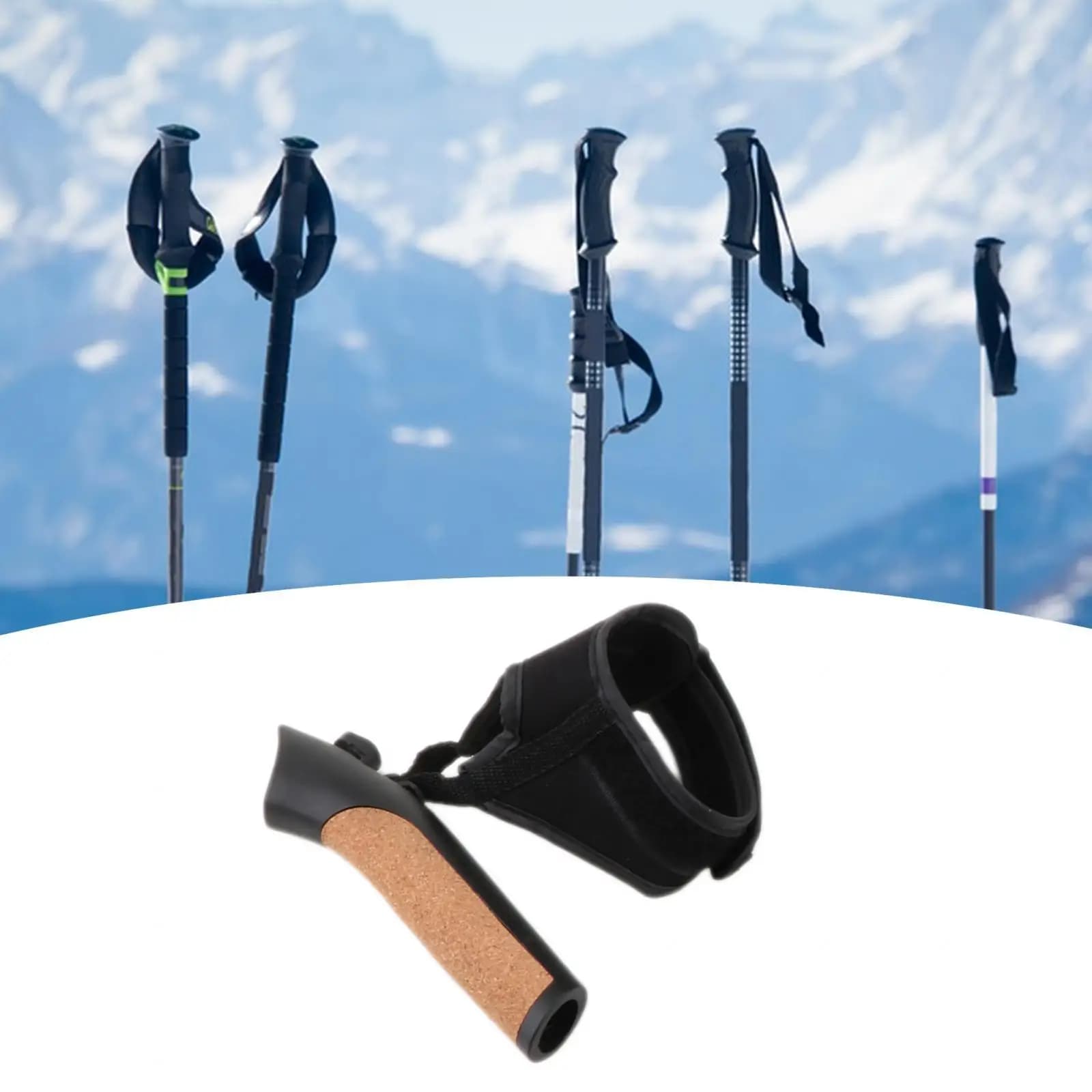 Lightweight Trekking Poles Handle Grip with Wrist Strap Mountaineering Alpenstock Cane Heads for Multifunction Hiking