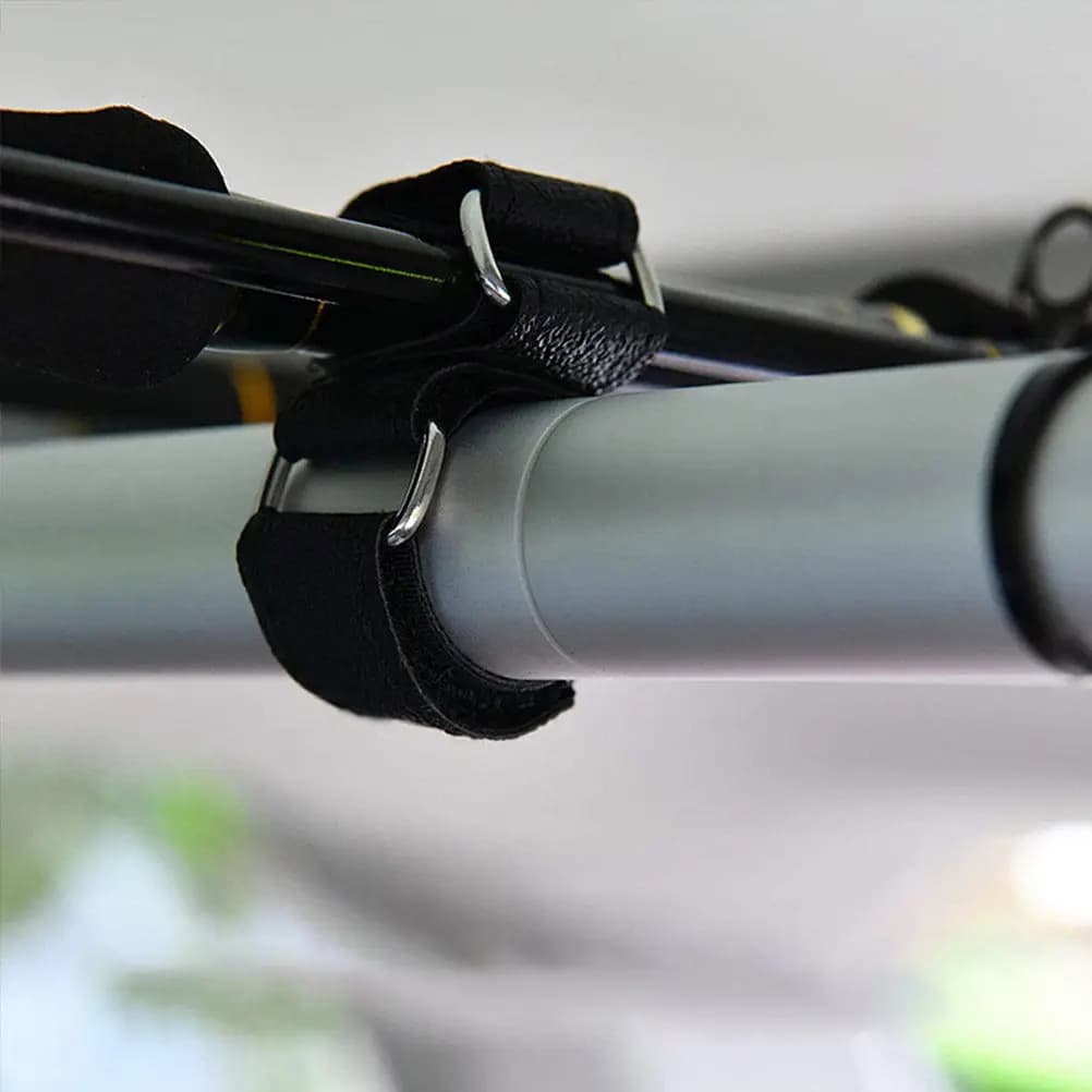 2 Pieces Support for Cane Fishing for Car, Nylon PU Strap Resistant, Vehicle Fissing Belt, Fishing Rod Tool