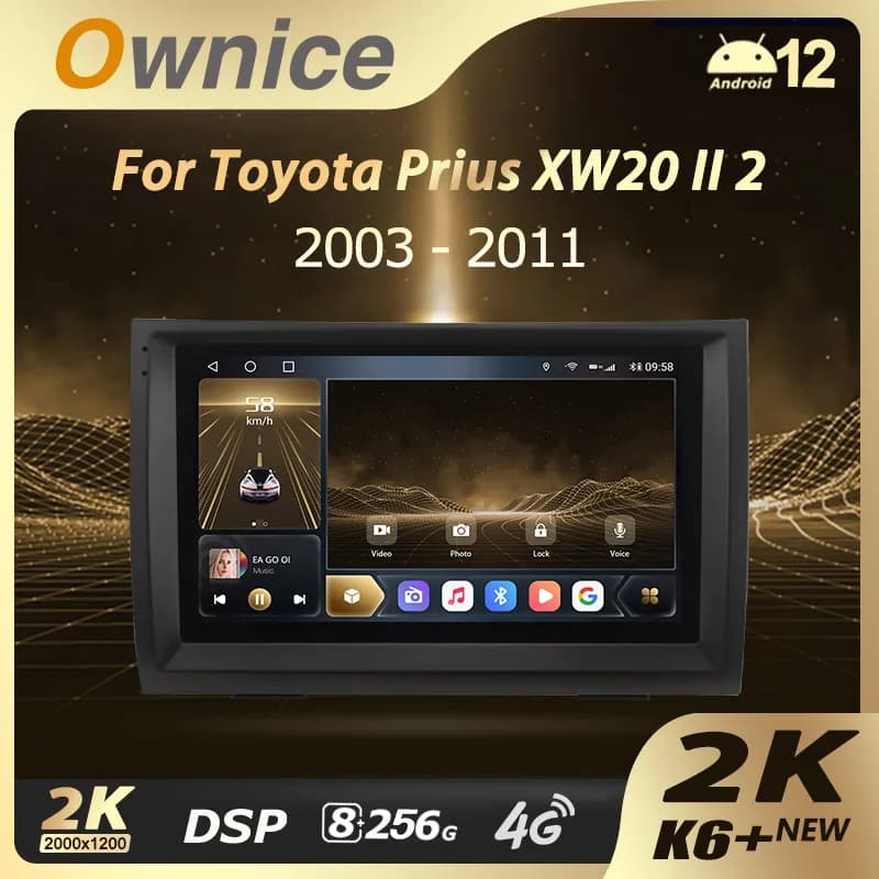Ownice K6+ 2K per Toyota Prius XW20 II 2 2003 - 2011 Autoradio Multimedia Video Player Navigazione Stereo GPS Android 12 No 2din
