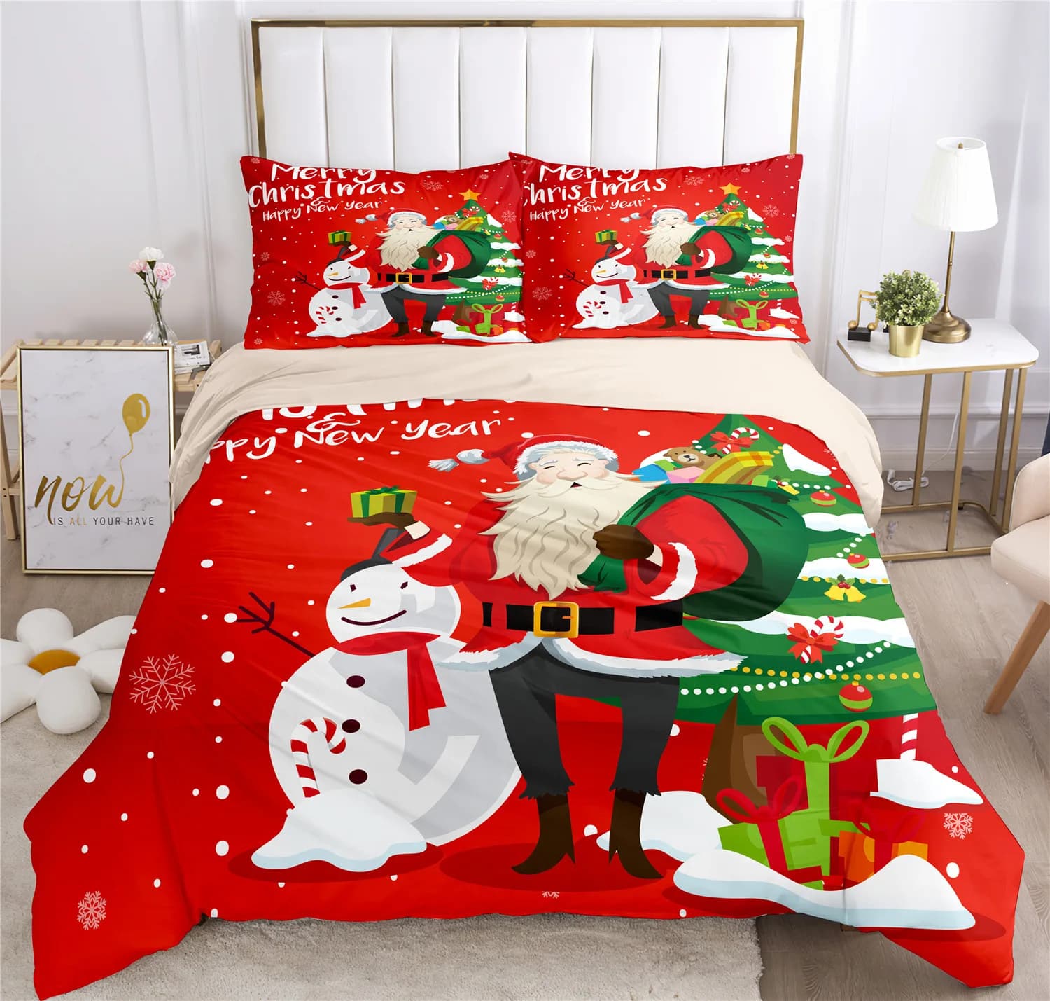 Santa Claus 3D Printed Children's Bedlinen Set Set King Size Children's Bedlinen Set No Bed Sheet Gifts