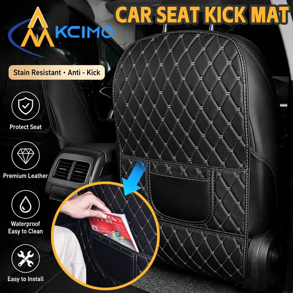 Wearproof PU Leather Anti-Kick Pad Auto Rear Seat Back Protector Anti-Dirty Cover Child Protection Car Decoration Parts