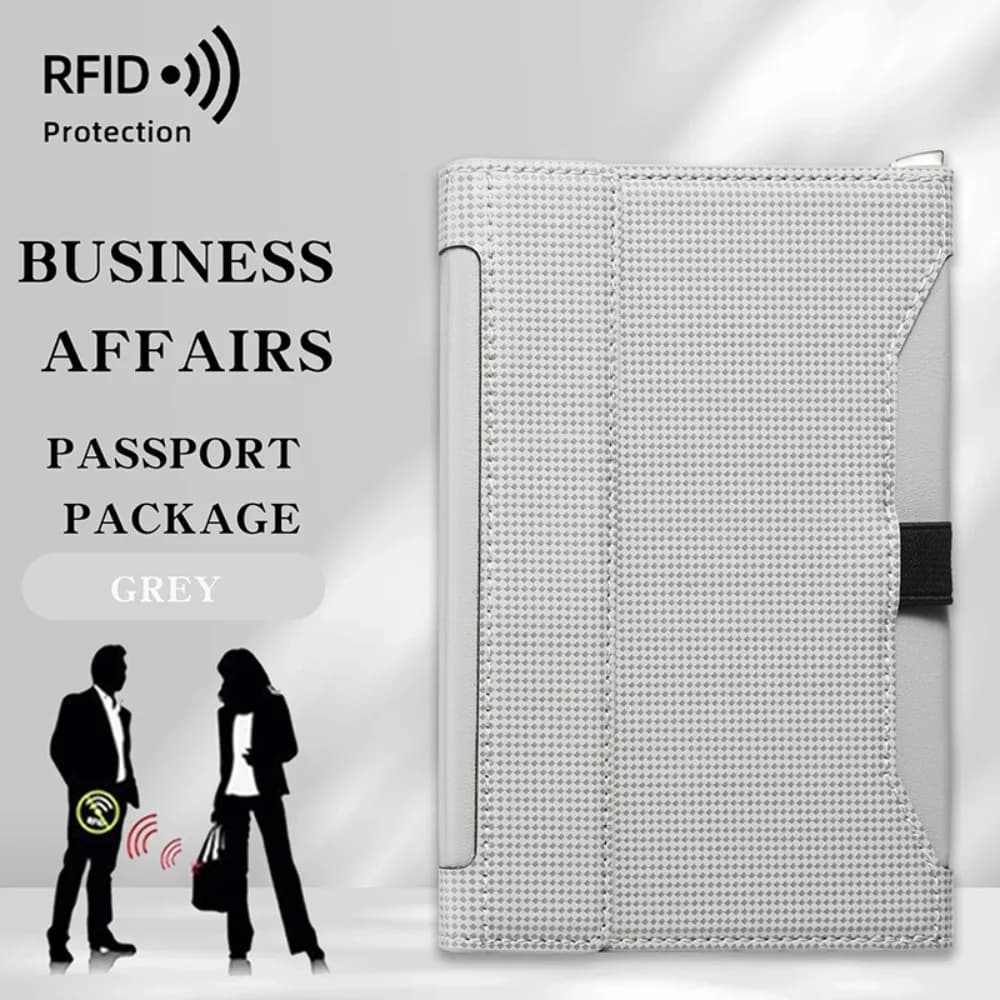 Nuovo porta passaporto in tinta unita con blocco RFID, borsa per carte da viaggio in pelle, protezione per slot per biglietti, clip per documenti da viaggio