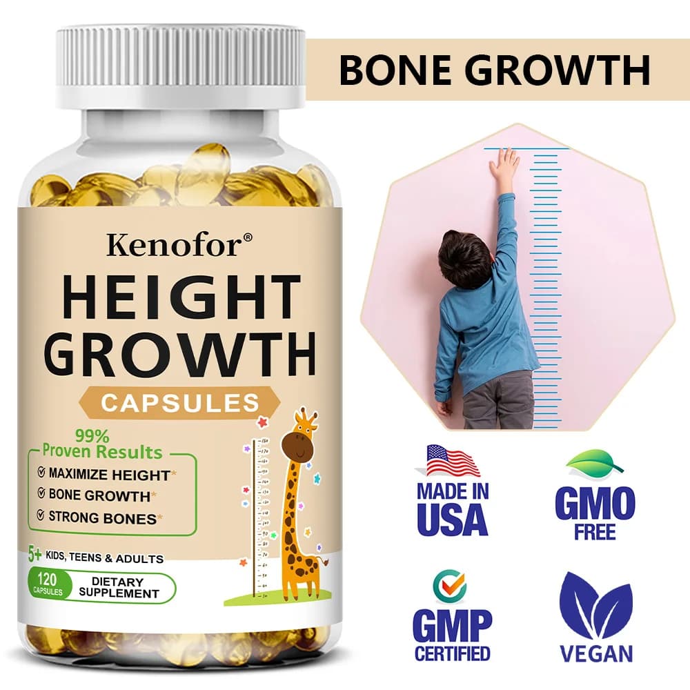 Height Growth Supplements - Supports Bone and Joint Health, Natural Height Growth, Promotes Absorption, and Boosts Immunity