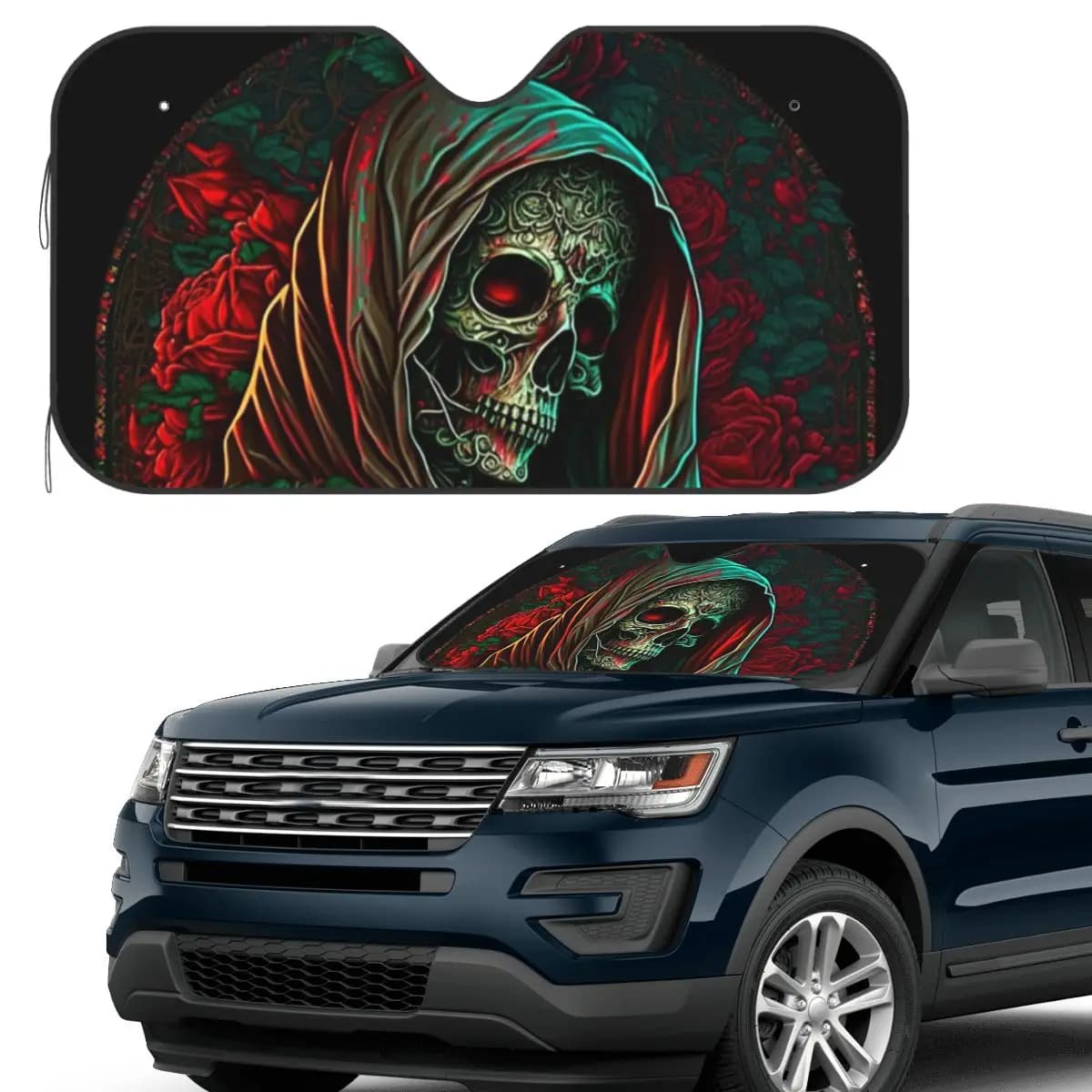 Forest Roses Santa Muerte Parasole Parabrezza Parabrezza anteriore per auto Finestra Visiera parasole Accessori Coperture