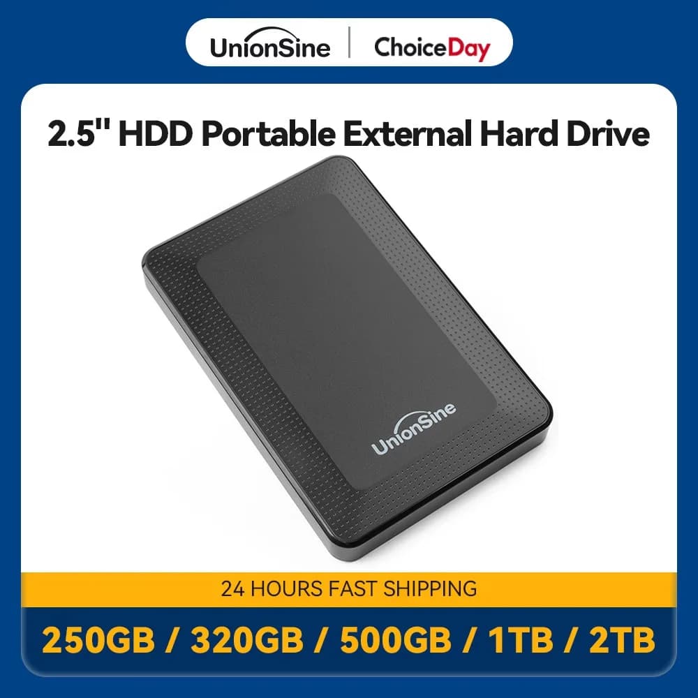Disco rigido esterno portatile UnionSine da 2,5' - USB3.0 ad alta velocità - 1TB/750GB/500GB/320GB - Compatibile con PC Desktop Laptop Mac