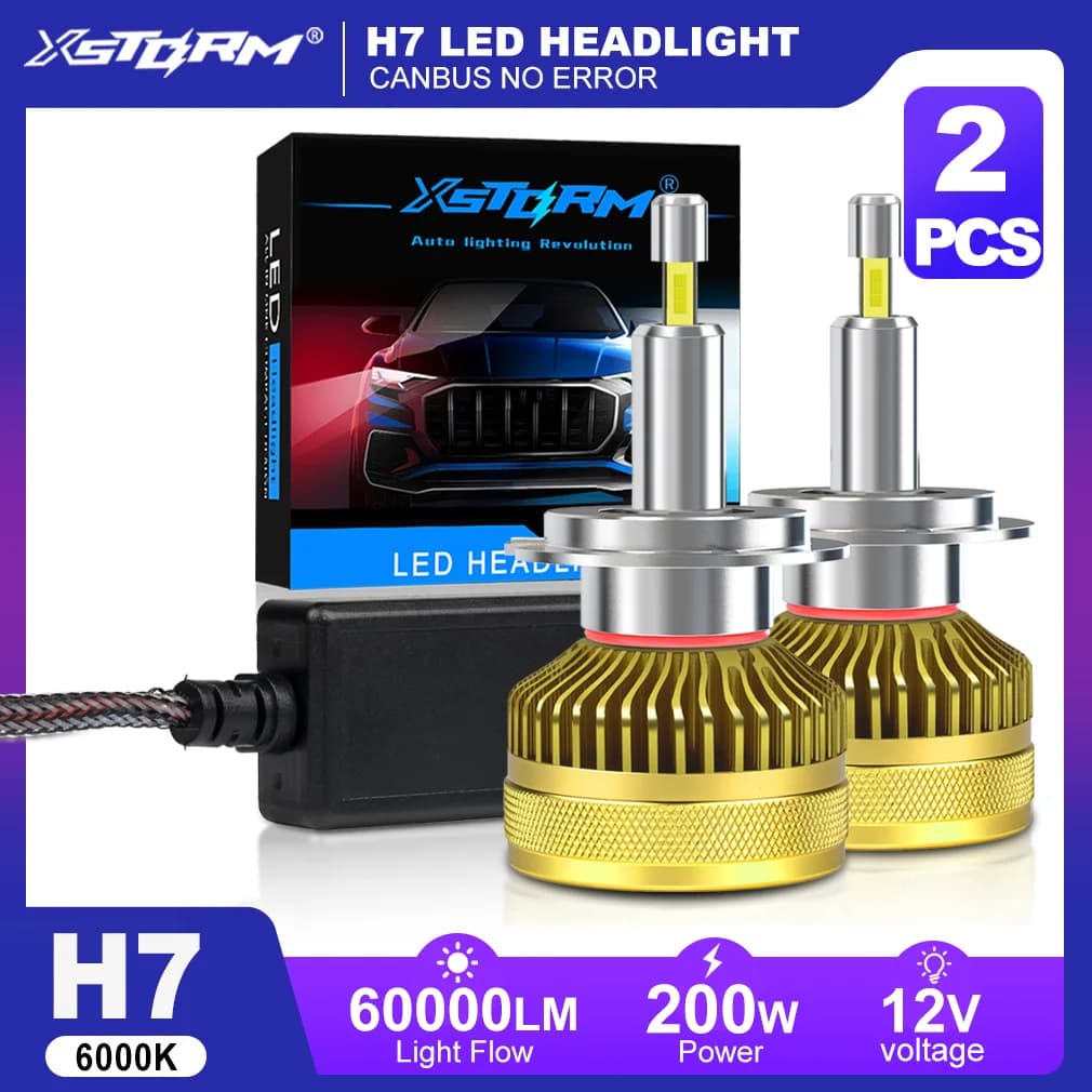 Lampadine LED per Fari XSTORM H7 H1 9005 9006 H11, Luci LED Canbus Senza Errori, 200W 60000LM, Lampade Turbo per Fari Auto 6000K 12V