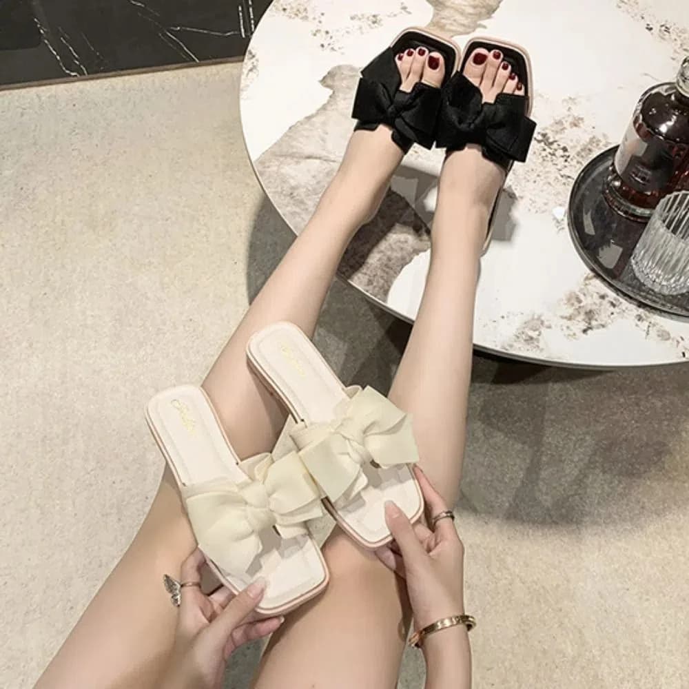 Ciabatte Casual con Suola Morbida e Fiocco, Sandali Piatti in PVC, Antiscivolo, da Spiaggia, Estivi per Donne