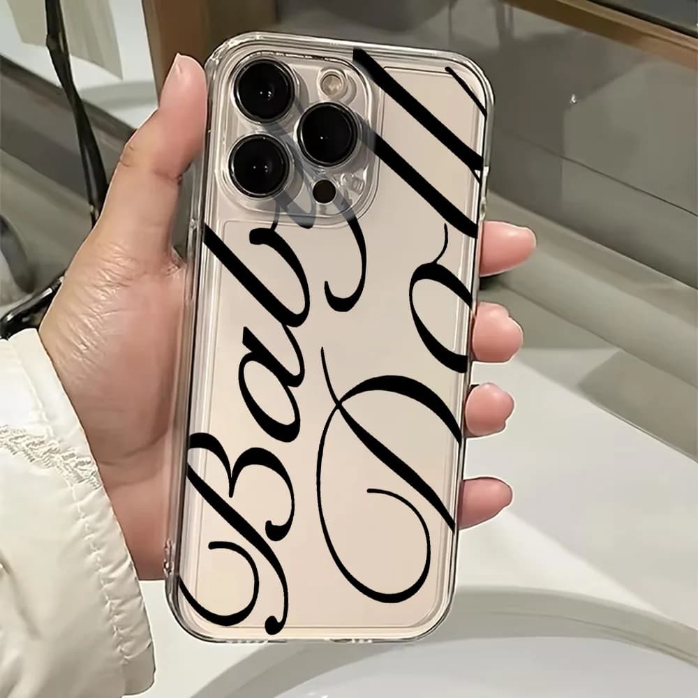 Elegante Cover Trasparente Antiurto a Forma di Bambola per iPhone 17 16 15 11 12 14 13 Pro Max Mini X XS XR 7 8 Plus SE4 17E