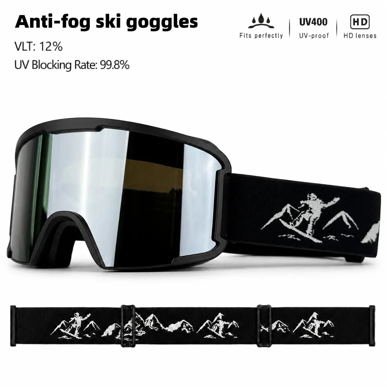 New Unisex Ski Goggles, HD Anti-Fog Lens, Wind & Dust Proof, Anti-UV Adult Eyewear for Skiing & Outdoor Sports