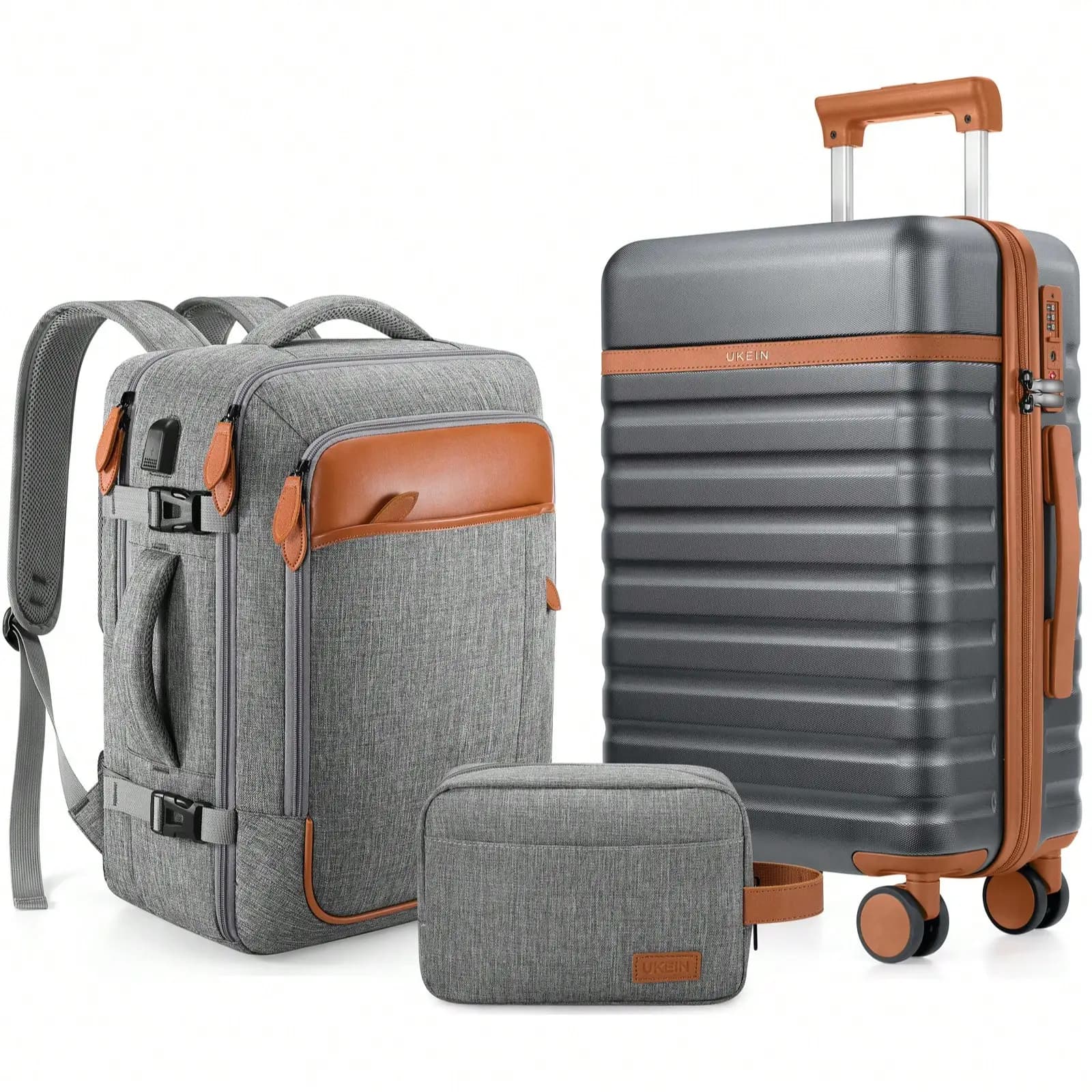 Luggage Sets 3 Piece, PC Hardside Large Luggage 20/24/28 Inch With Spinner Wheels With TSA Lock, Carry On Suitcase Set With Travel Backpack For Men