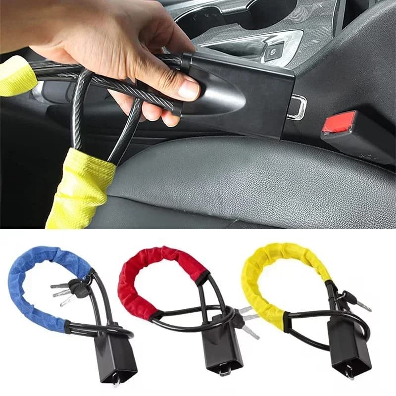 L'installazione dell'auto si adatta alla maggior parte delle auto SUV Volante Blocco in acciaio Cintura di sicurezza Blocco antifurto con 2 chiavi Dispositivo antifurto Facile