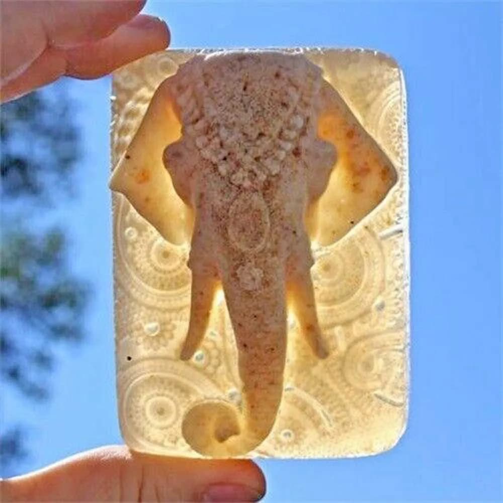 LXYY Indian Elephant Mold Soap Candle Silicone Molds Elephant Embossing Design Aromatherapy Plaster DIY Chocolate Silicone Mould