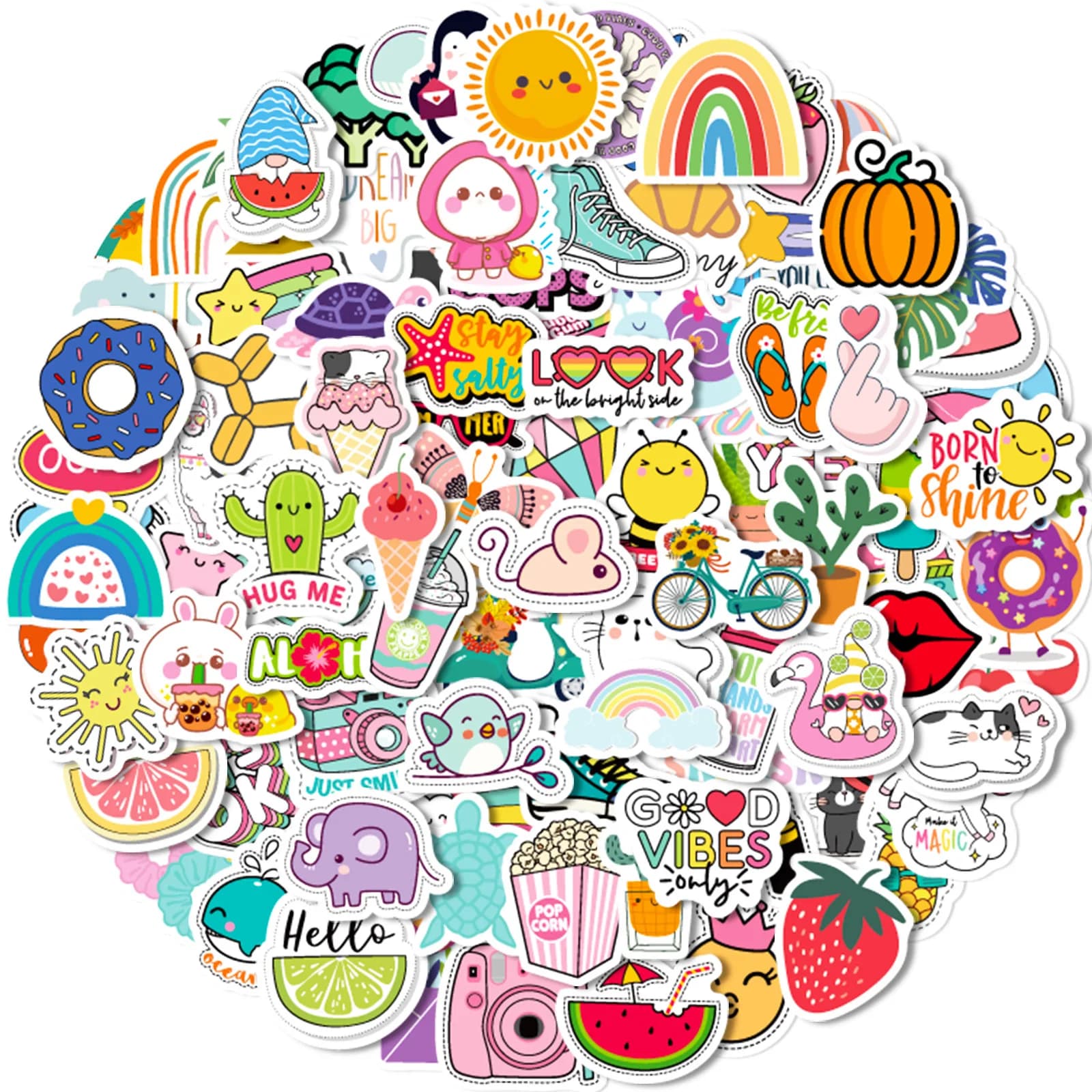 100 Pezzi Adesivi Impermeabili Kawaii a Forma di Fotocamera, Dimensioni Piccole 4cm, per Bottiglie d'Acqua, Laptop, Cover per Telefono, Decorazioni Fai-da-Te, Regali