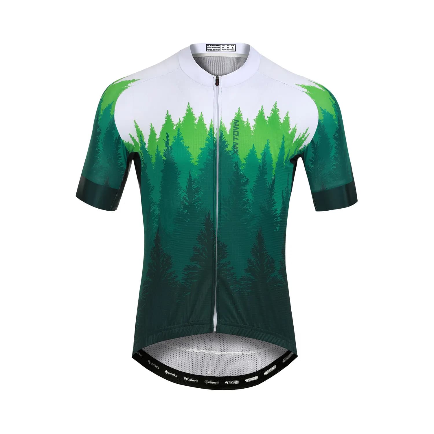 Abbigliamento da mountain bike a maniche corte con motivo stampa foresta da uomo Pantaloncini con bretelle da ciclismo imbottiti Set top e pantaloncini da ciclismo con zip intera