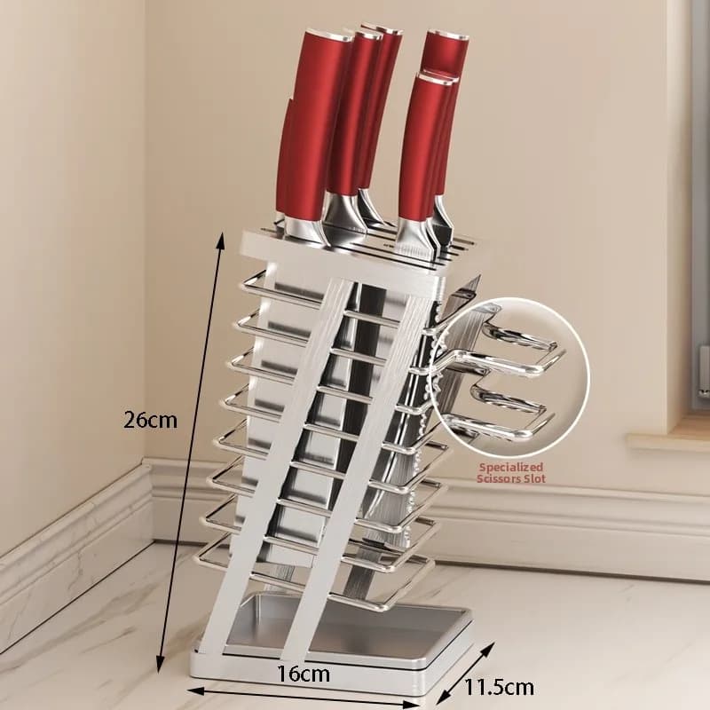 Stainless Steel Kitchen Knife Holder with drainage, Knife Organizer and Vegetable