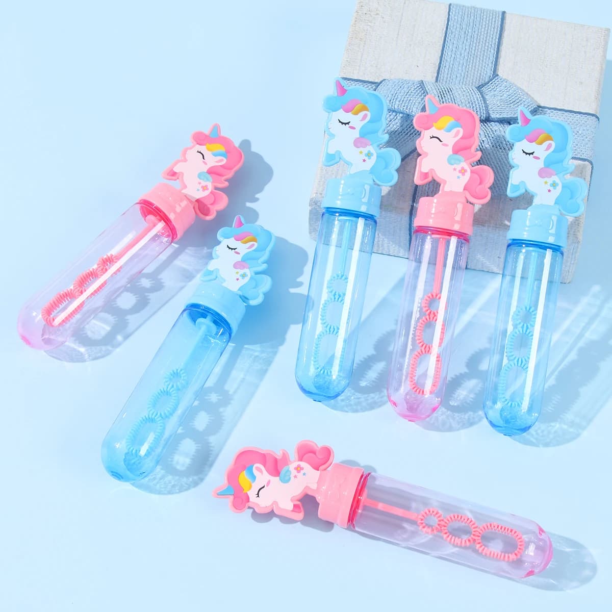 Bottiglia di sapone con tubo a bolle di unicorno blu rosa Unicorno Decorazioni per feste di compleanno Bomboniere per bambini Giocattoli per ospiti Regali Baby Shower