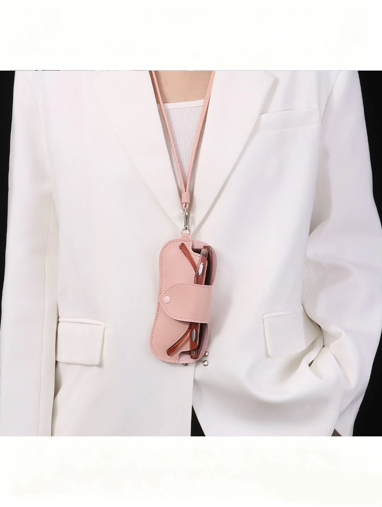 1 custodia pieghevole per occhiali da sole da appendere al collo, custodia per occhiali, custodia per occhiali da viaggio neutra, custodia per occhiali portatile alla moda