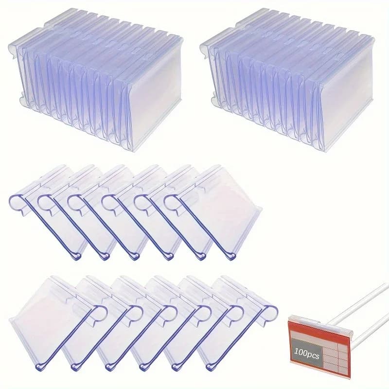 Porta etichette da 50 pezzi, porta etichette prezzo in PVC plastica trasparente riutilizzabile, adatto per grandi centro commerciale, supermercati, piccoli negozi
