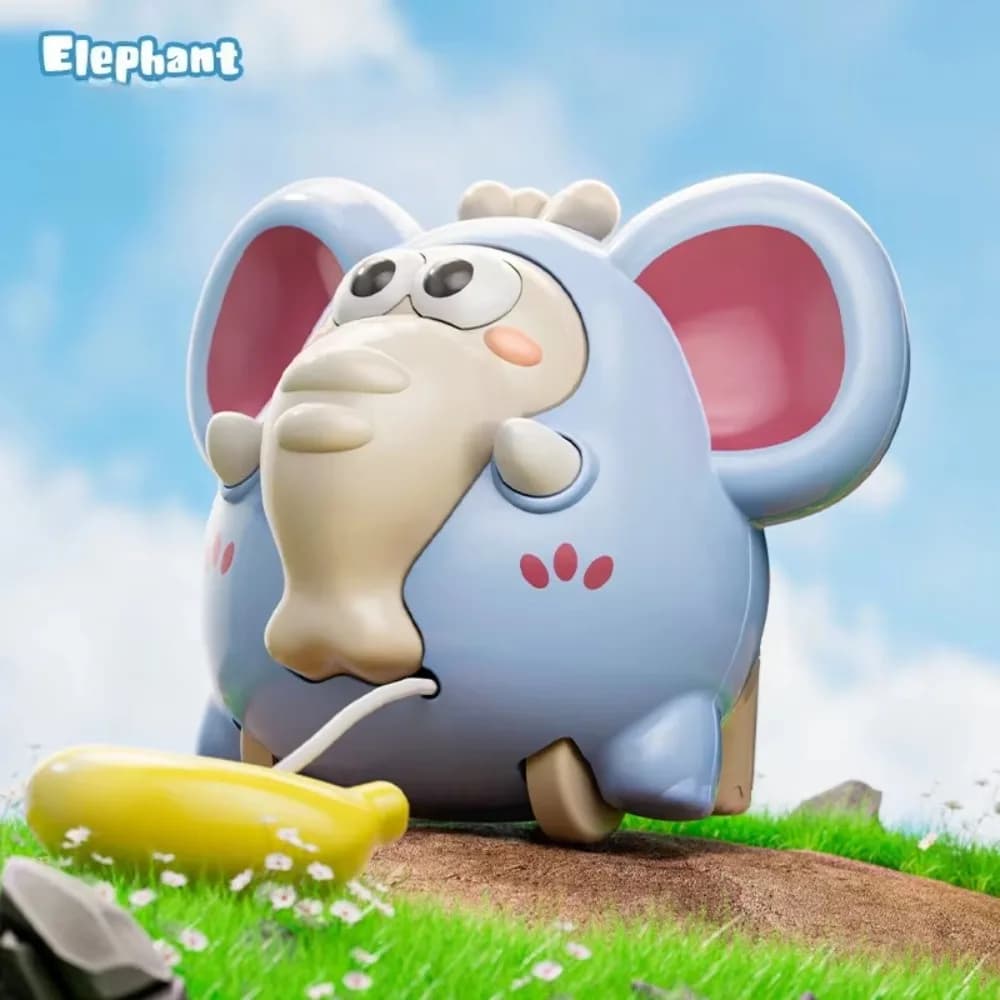 Giocattolo per Bambini a Corda con Elefante, Auto Rampicante a Inerzia, Divertente Gioco a Carica Manuale con Cartone Animato