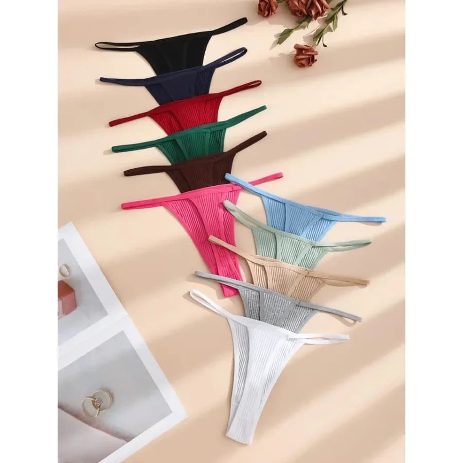 11Pcs Sexy Women's Thongs Low Waist Panties Underwear Solid Girls Briefs Cotton G-String Breathable Ladies Panty Female Lingeri