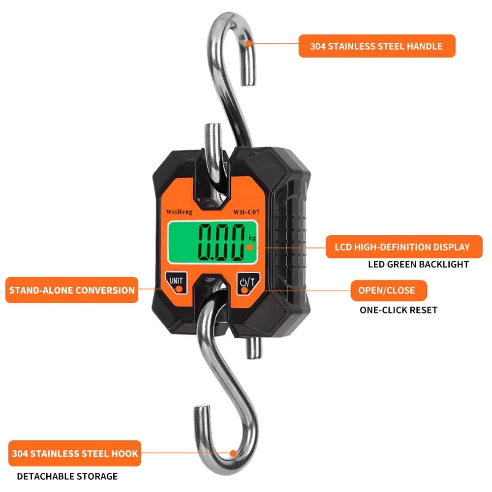 250KG/100g 100KG/50gScala a gancio per carichi pesanti Bilancia per gru industriale Bilancia sospesa digitale LCD Bilancia da pesca per bagagli ad alta precisione