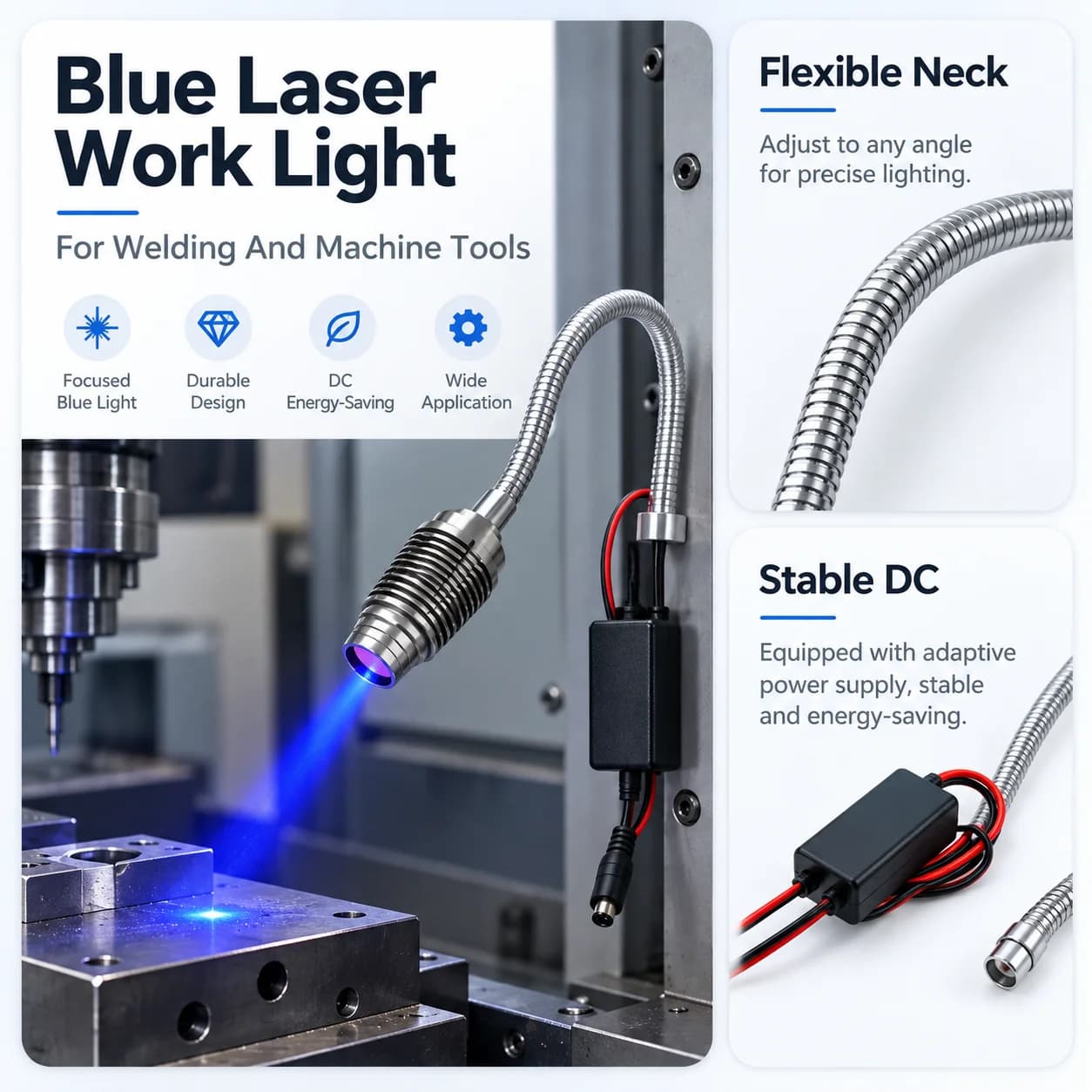 ZhonNa 3 W Blue Laser Welding Machine Tool Light DC Energy Saving Ambient Optical Microscope Parts Accessories Consumables 1 pcs
