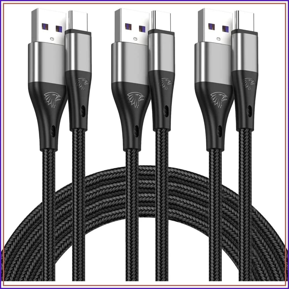 USB A to USB C Cable 3Pack 10Ft Fast Charging 3A Nylon Braided Cord, 480Mbps Sync, Durable for Home/Car/Office