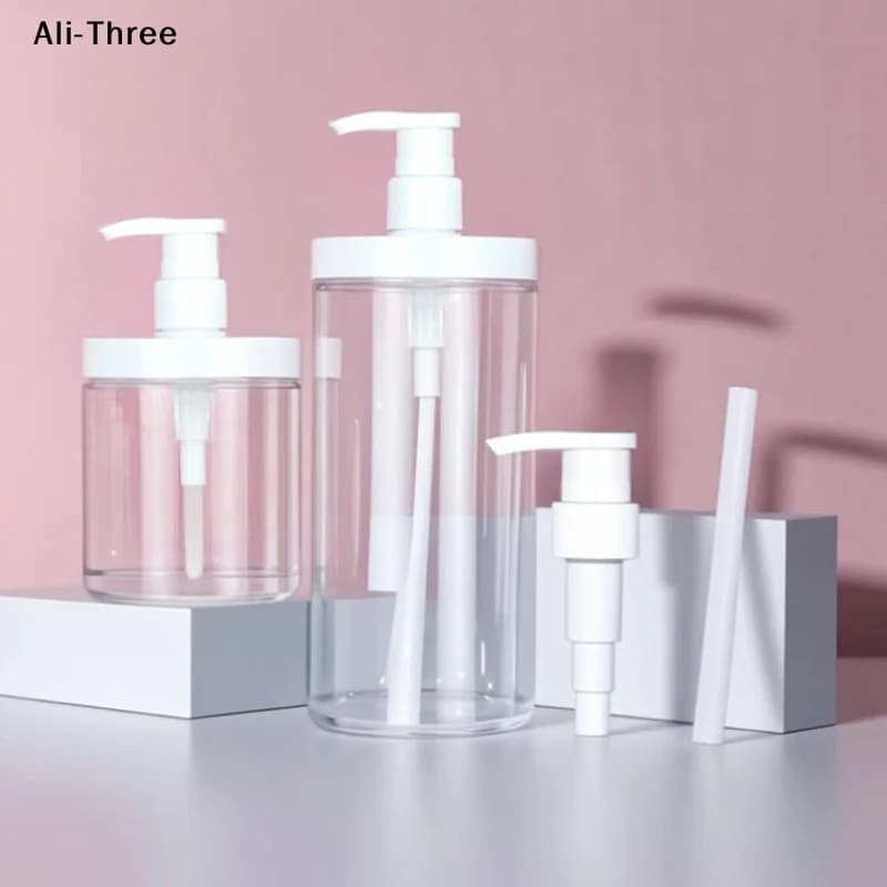 Flacone trasparente a bocca larga da 1 pezzo per gel da bagno, contenitore per liquidi, dispenser sapone, shampoo, lozione, flacone per lozione lavamani, flacone secondario