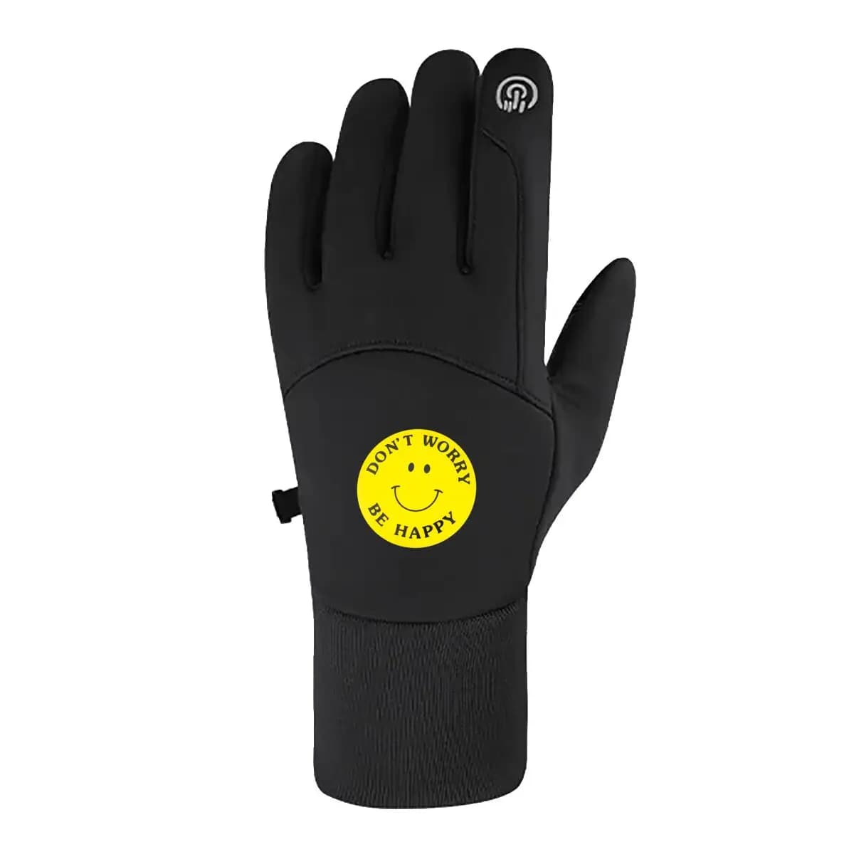 Happy Sign Brings Positivity Vibe Thickened Winter Cycling Gloves for Men Motorcycle Touchscreen Gloves