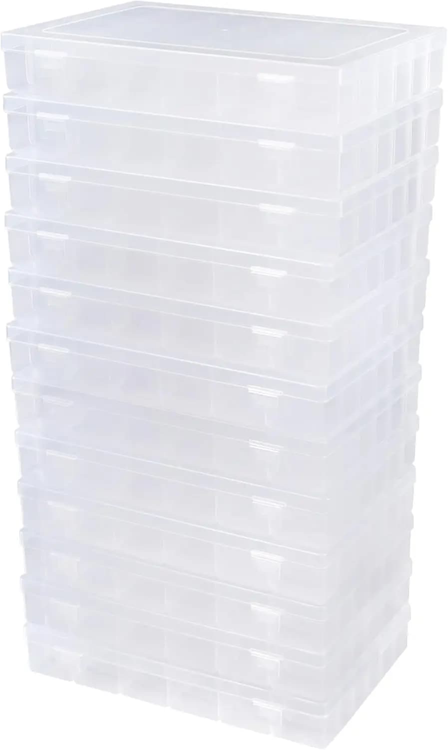 Pack of 12 Organizing Boxes for Beads with 36 Departments, Transparent Plastic Container for Tools and Crafts